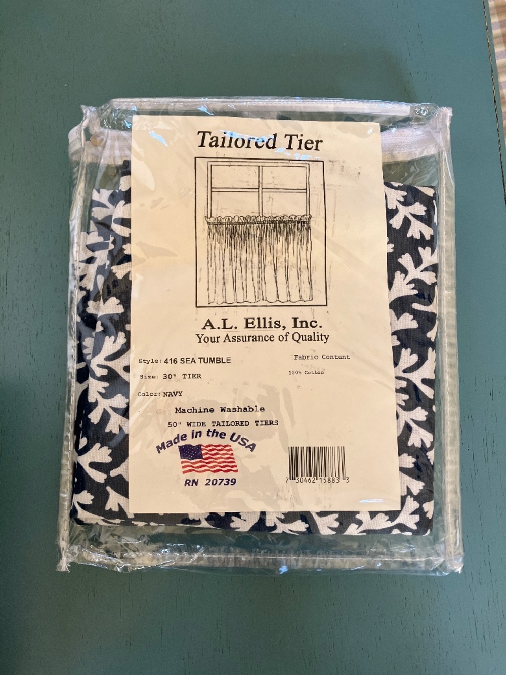 NEW Window Tiers Curtains Sea Tumble Blue 30 inch L x 50 inch W
